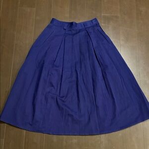 Vintage blue box pleated midi maxi skirt size 11 modern small 100 percent cotton